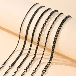 Shein 6 piezas Pulseras de tobillo simple de acero inoxidable