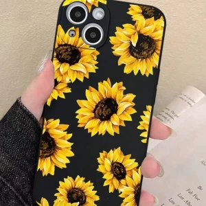 SHEIN Carcasa anticaída para teléfono con patrón de girasol de flores de verano
