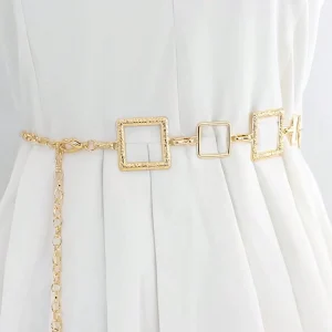 Shein Cinturón de cadena cuadrada de metal ajustable para cintura, 1 pieza, ideal para damas y niñas