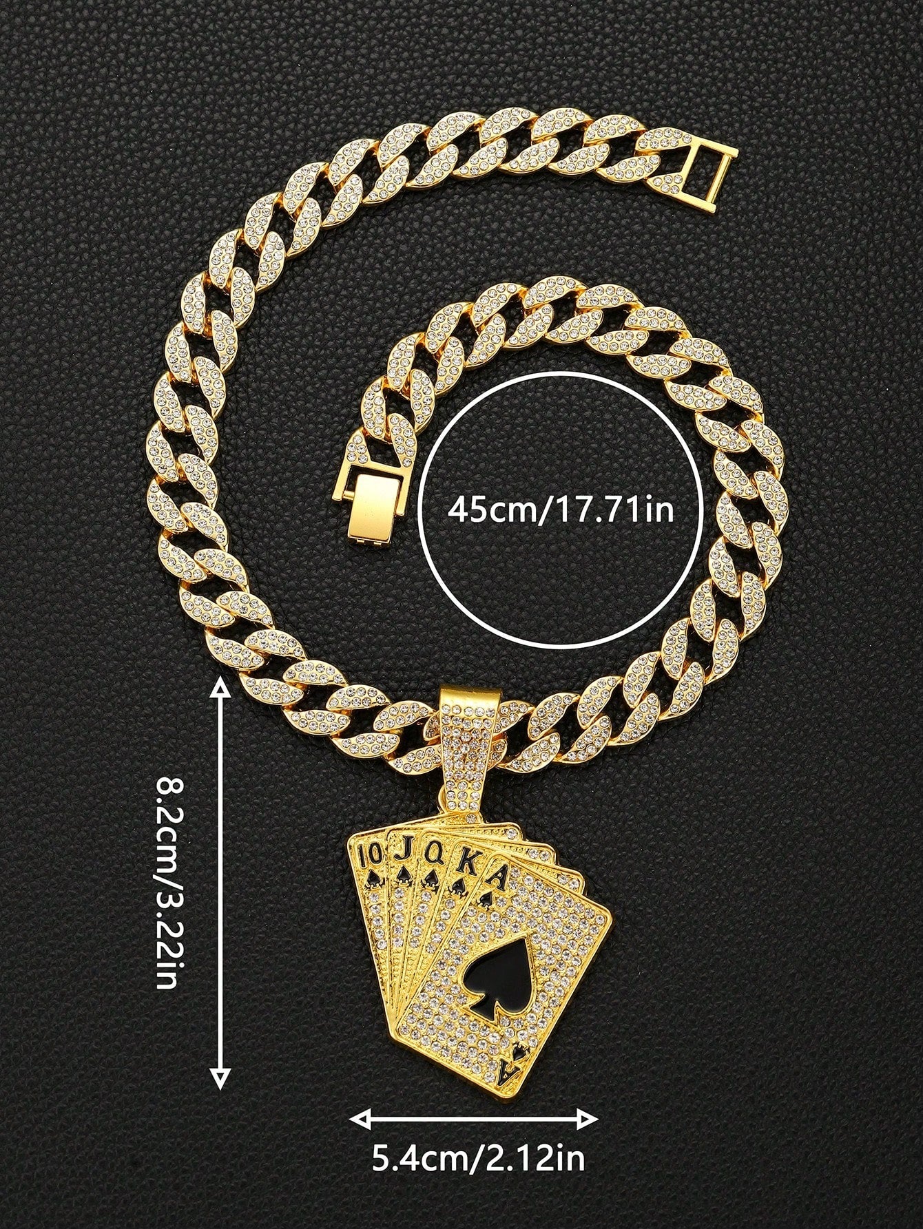 Shein Collar con colgante de carta de póker con diamantes de imitación para hombre, estilo punk hip hop - Imagen 7