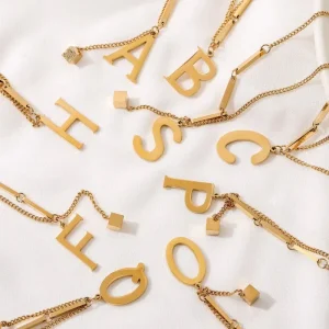 SHEIN Collar de acero con letra  a la moda para mujer