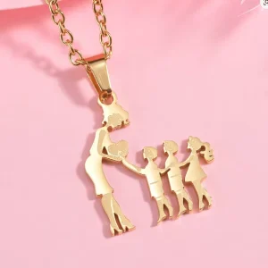 SHEIN collar de acero inoxidable para la familia de madres y niños