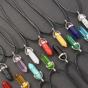 Shein Collar de cristal, collar de piedras preciosas hexagonales Aleatorio