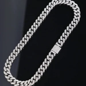 SHEIN Collar de diamantes de imitación brillantes de cristal de hielo de hip hop