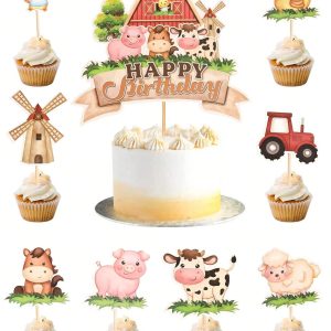 Shein Conjunto de 9 piezas de Insertos para pasteles con tema de Animales de Granja