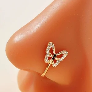 SHEIN Cuff de nariz con imitación de diamante diseño de mariposa