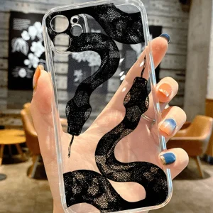 SHEIN funda protectora transparente suave con estampado de serpiente