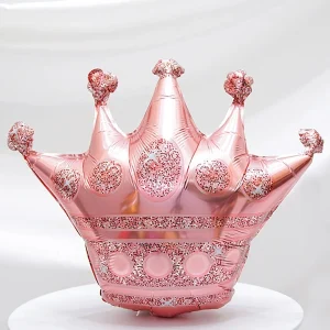 SHEIN Globos decorativos de corona rosa y azul de 30 pulgadas para fondo de fiesta