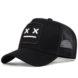 Shein gorra de béisbol con cara sonriente bordada para hombre