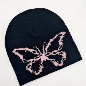 Shein Gorro de punto con estampado de mariposa de la calle