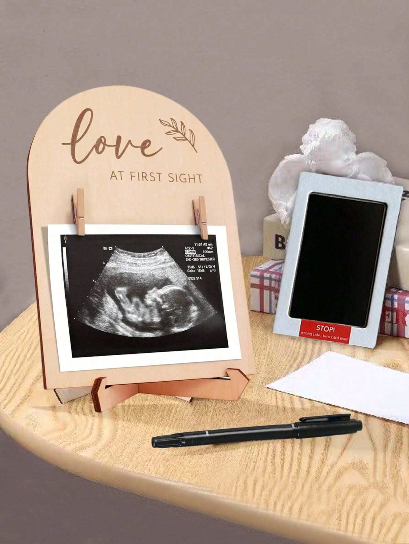 Shein Hermoso cartel a doble cara para el anuncio de su embarazo o el nacimiento de su bebé