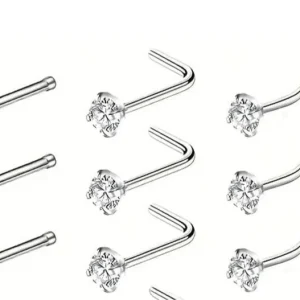 Shein Juego de 3 mini anillos para la nariz con circonita cúbica