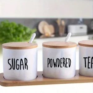 SHEIN Juego de 4 pegatinas para etiquetas de azúcar, café, té en polvo