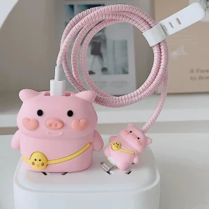 Shein Juego de 4 protectores para cargador y cable de datos compatible con cargador Apple de 20 W