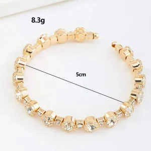 Shein NAIZHU Pulsera abierta con diseño de diamante de imitación