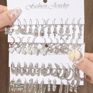 SHEIN Pendientes de aro trenzados, preciosos y adornados con perlas de imitación