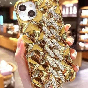 Shein Pulsera con cierre de diamantes de imitación de rombos galvanizados de Apple