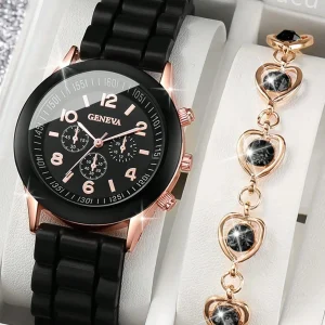 SHEIN Reloj de pulsera de cuarzo con esfera digital de tres esferas para mujer