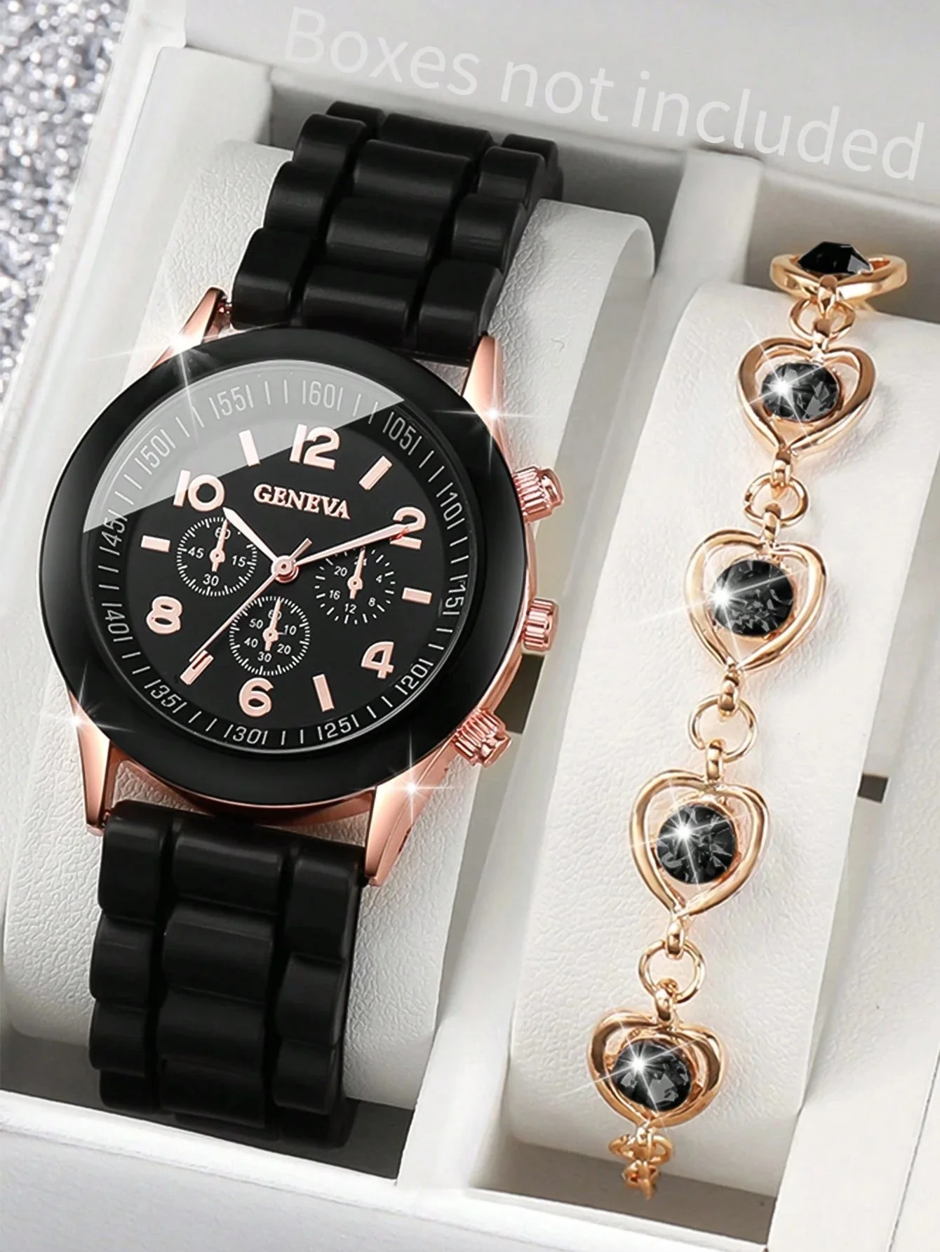 SHEIN Reloj de pulsera de cuarzo con esfera digital de tres esferas para mujer