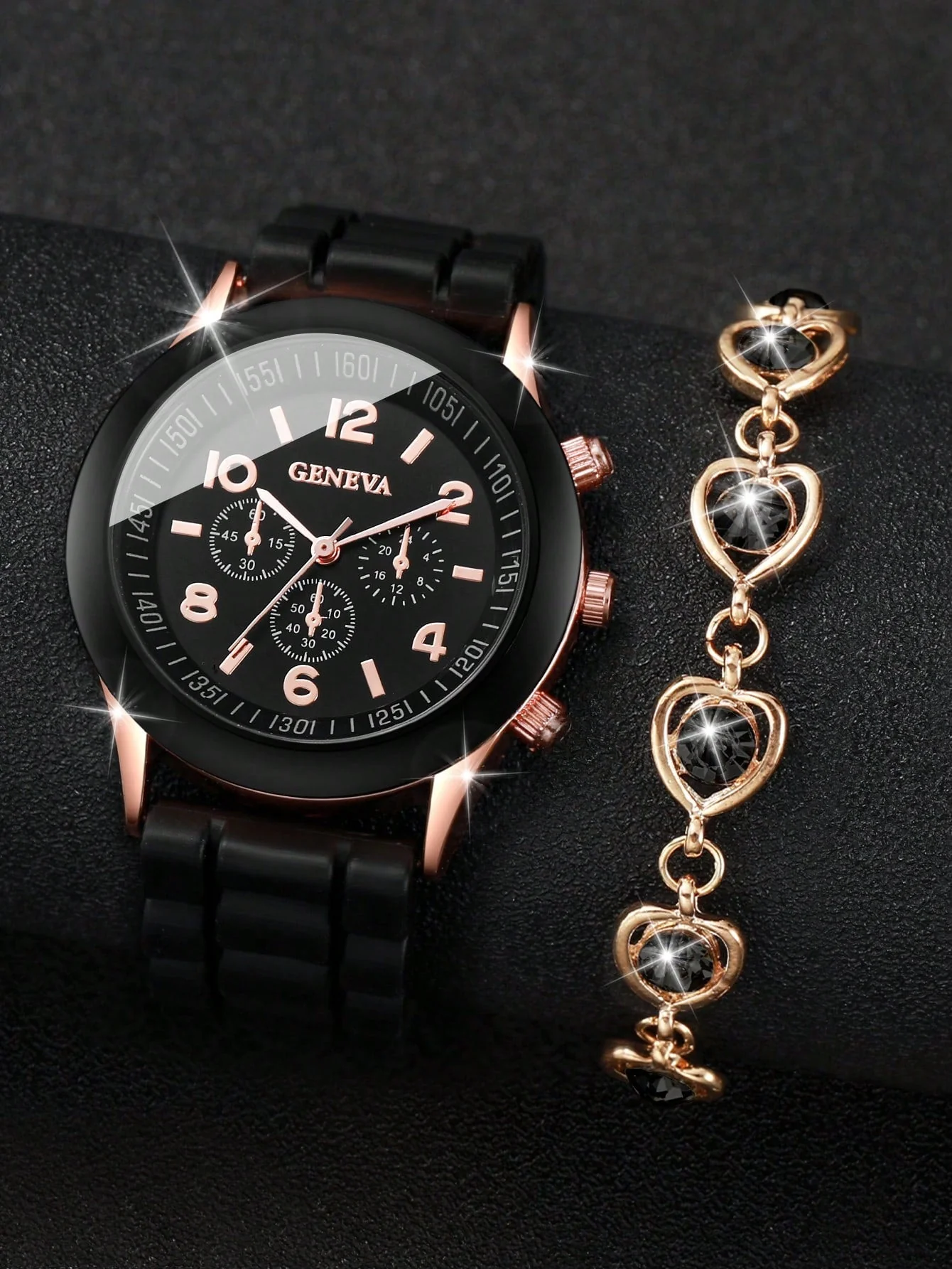 SHEIN Reloj de pulsera de cuarzo con esfera digital de tres esferas para mujer - Imagen 3