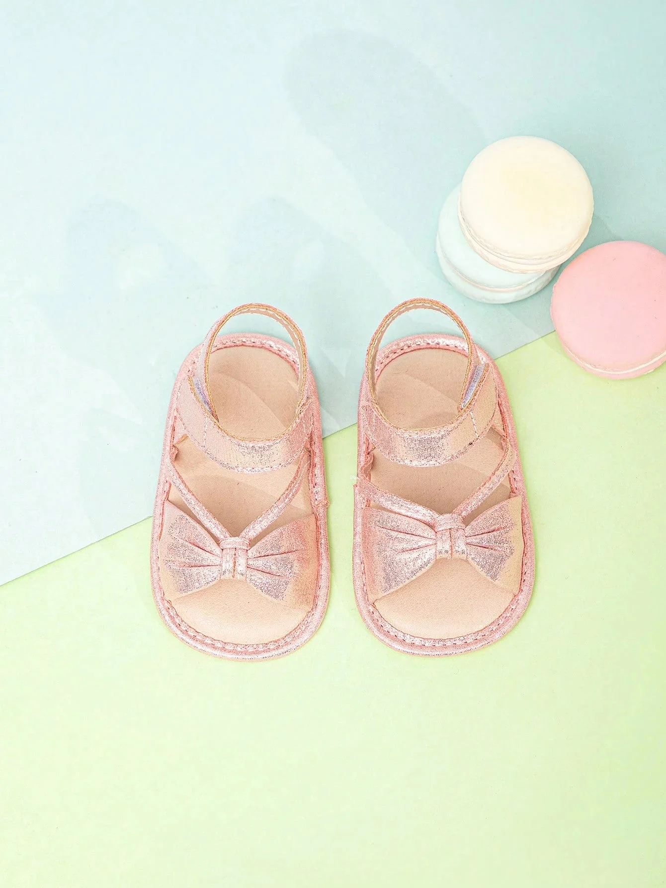 SHEIN Sandalias con tira de tobillo de moda de tela,para bebés - Imagen 3