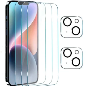 Shein Set de 3 protectores de pantalla de vidrio templado de alta definición + set de 2 protectores de lente de cámara