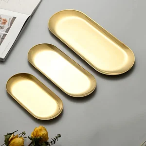 Shein XIYIJIA 1 pieza Fuente rectangular de acero inoxidable para salsa de sushi o postres