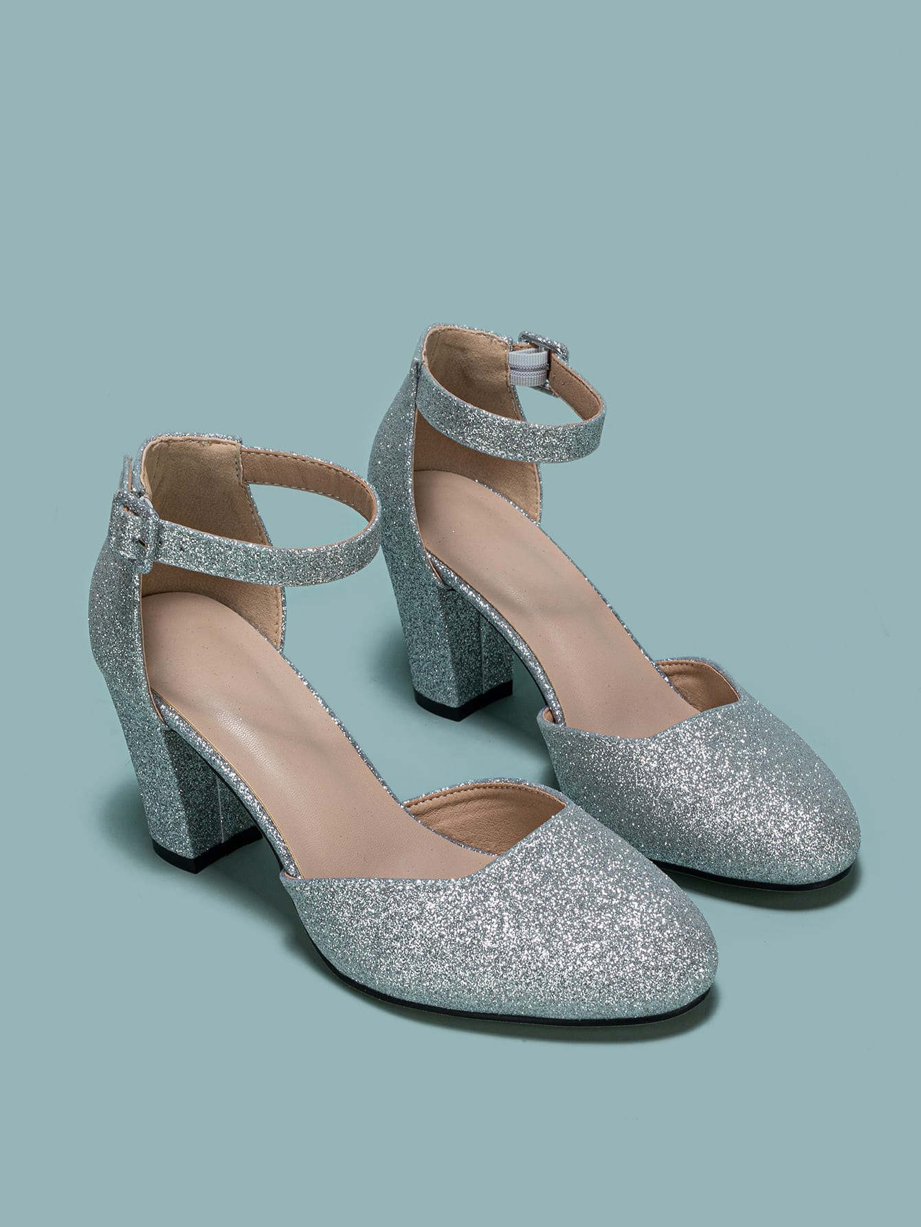 Tacones de mujer con punta redonda y tacón grueso, diseño calado, elegante para mujer - Imagen 7