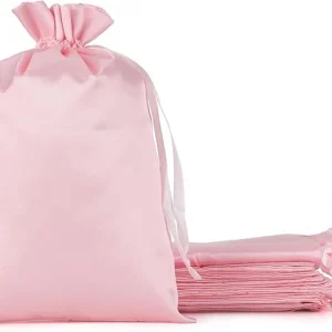 Tapleap Bolsas de regalo de tela de satén rosa, 30 piezas de 6 x 9 pulgadas con cordón, para bodas, cumpleaños, fiestas