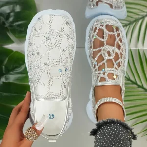 Zapatillas ligeras y transpirables para mujer con lentejuelas brillantes, sin cordones